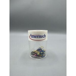 Vintage‎ Ameritech Clear Acrylic Paper Clip Holder Office Desk Supply